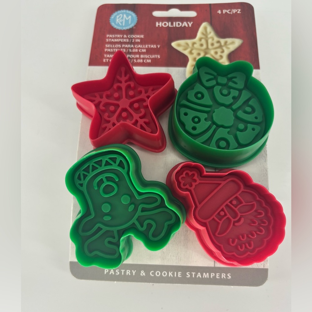 R&M Holiday Pastry & Cookie Stampers Set 4 Pieces